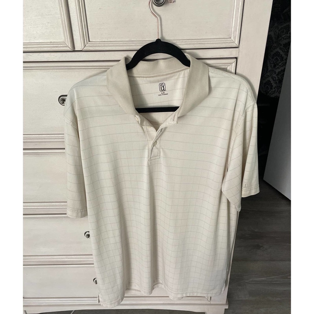 Men's large PGA tour beige golf shirt
